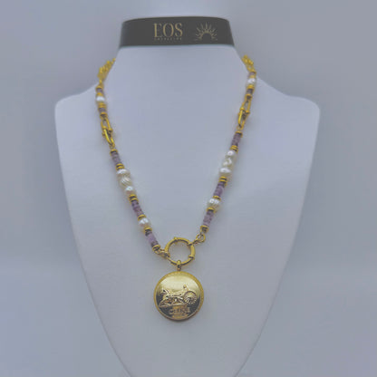 Collar artesanal FEDRA, pieza hecha a mano por EOS UPCYCLING